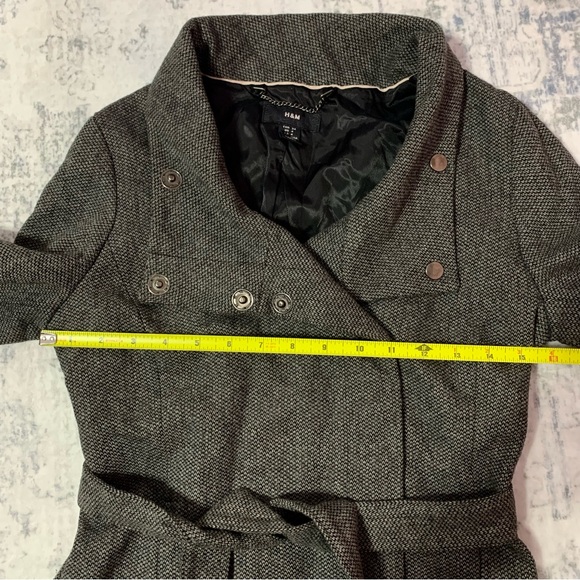 H&M Dark Gray Wool Textured Jacket with Belt 4 - Picture 7 of 12